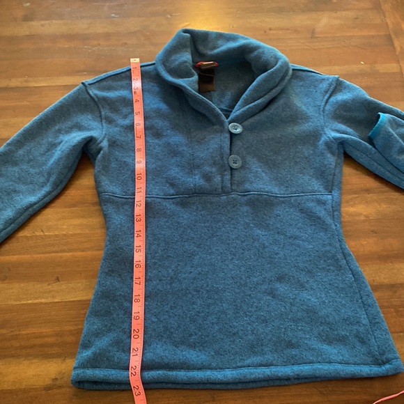 North Face Women’s 1/2 Button Sweater Pullover- size XS great Teal color - Picture 5 of 6